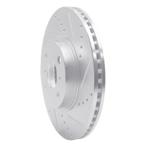 Toyota Yaris Brake Rotor (1) - Front Right - R1 Concepts - Drilled & Slotted - Silver - `12-`18